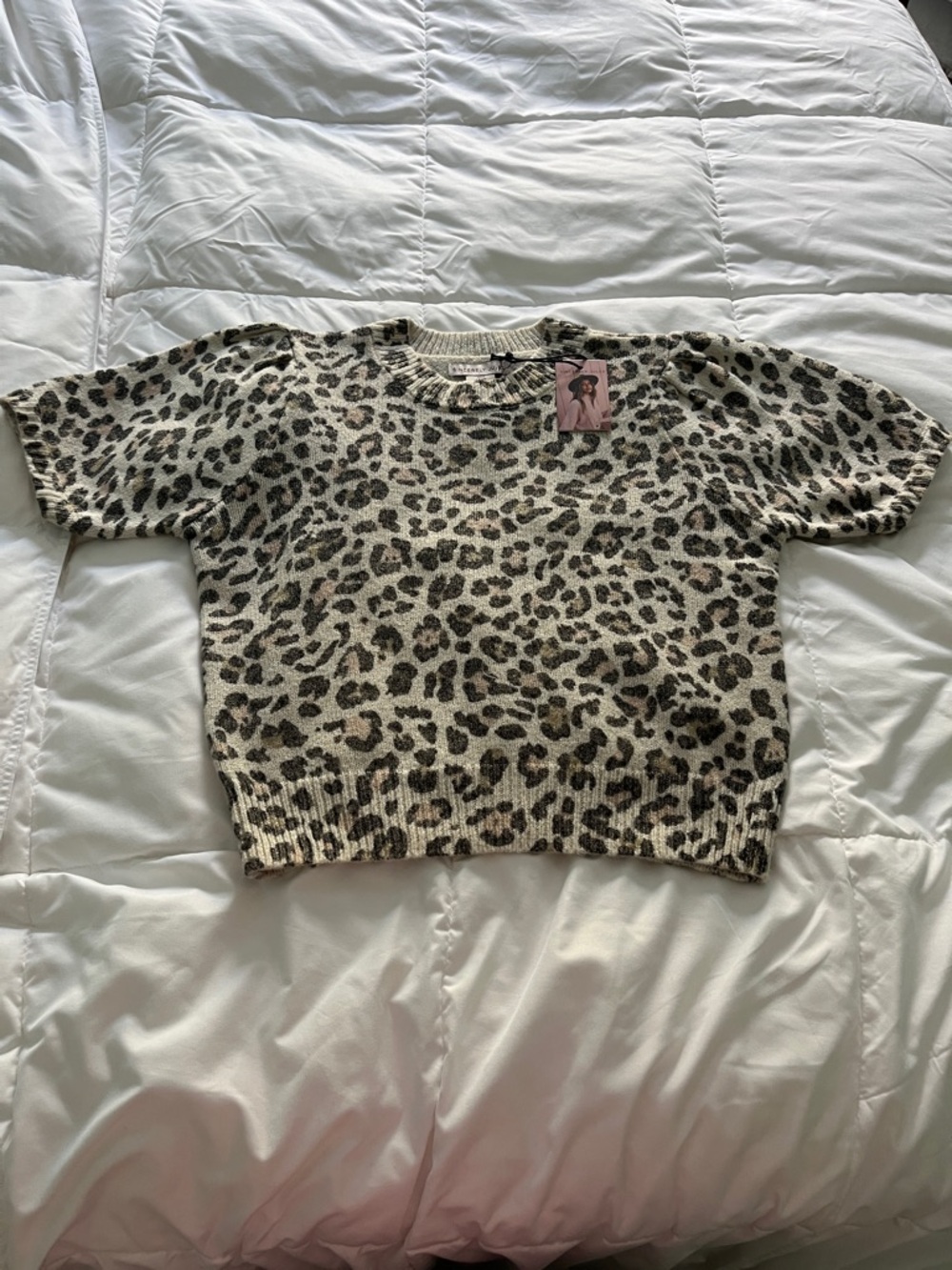 Leopard Print Short Sleeve Sweater Top - Sincerely Jules